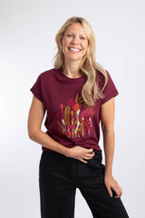 Weird Fish Wildflowers Front Print Graphic T-Shirt in Red Grape