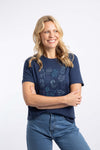 Weird Fish Pooches Front Print Cotton Graphic T-Shirt in Dark Blue