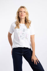 Weird Fish Pooches Front Print Cotton Graphic T-Shirt in White