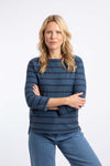 Weird Fish Saffira Cotton Jersey Stripe Top in Ash Blue