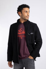 Weird Fish Arnott Full Zip Lined Macaroni Jacket in Black