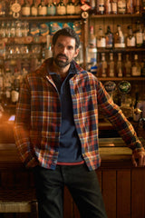 Weird Fish Broxton Long Sleeve Herringbone Check Shirt in Dark Navy
