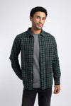 Weird Fish Sode Long Sleeve Check Shirt in Dark Green
