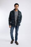 Weird Fish Tyburn Check Fleece Shacket in Navy