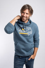Weird Fish Wills Front Print Graphic Popover Hoodie in Ash Blue