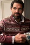 Weird Fish Larner 1/4 Zip Fair Isle Jumper in Garnet