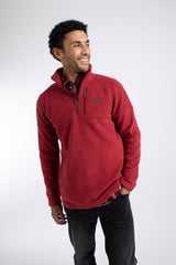 Weird Fish Oakmont 1/4 Zip Textured Fleece in Barn Red