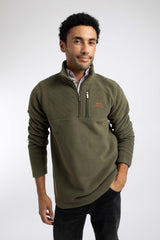 Weird Fish Oakmont 1/4 Zip Textured Fleece in Winter Green