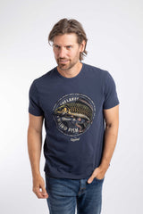 Weird Fish Carpe Front Print Graphic T-Shirt in Navy