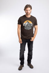 Weird Fish Mountain Top Front Print Graphic T-Shirt in Dark Chocolate