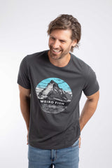 Weird Fish Mountain Top Front Print Graphic T-Shirt in Iron Stone