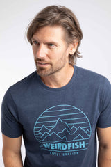 Weird Fish Off Grid Front Print Graphic T-Shirt in Dark Blue