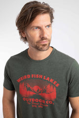 Weird Fish Lakes Front Print Graphic T-Shirt in Fir Green