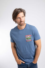 Weird Fish Dabs Army Back Print Artist T-Shirt in Mid Blue