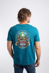 Weird Fish Beer Detector Back Print Artist T-Shirt in Sea Blue