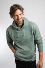 Weird Fish Perranporth Embossed Grindle Hoodie in Military Green