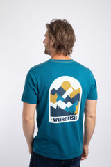 Weird Fish Geo Mountains Back Print Graphic T-Shirt in Sea Blue
