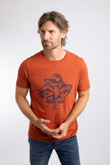 Weird Fish Jumping Fish Front Print Graphic T-Shirt in Maple Brown