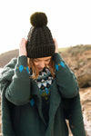 Weird Fish Allerton Cable Knit Bobble Hat in Deep Lichen Green