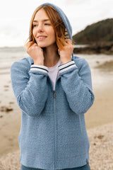 Weird Fish Chicoa Full Zip Macaroni Hoodie in Faded Denim