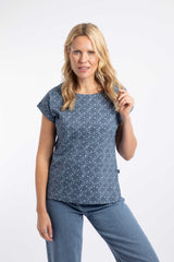 Weird Fish Paw Paw Printed Jersey T-Shirt in Eclipse Blue