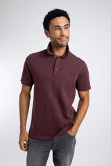 Weird Fish Luka Waffle Polo Shirt in Port