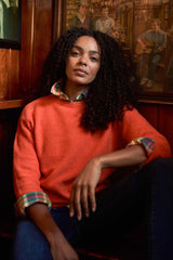 Weird Fish Arlen Textured Crew Neck Jumper in Cinnamon