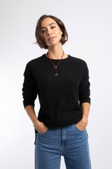 Weird Fish Arlen Textured Crew Neck Jumper in Midnight