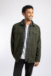 Weird Fish Garston Flannel Lined Twill Shirt in Fir Green