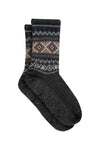 Weird Fish Kochi Fair Isle Cosy Lined Slipper Socks in Black