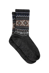 Weird Fish Kochi Fair Isle Cosy Lined Slipper Socks in Black