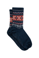 Weird Fish Kochi Fair Isle Cosy Lined Slipper Socks in Navy