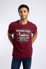 Weird Fish Big Fish Front Print Graphic T-Shirt in Deep Crimson