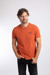 Weird Fish Newland Tonal Slub Stripe T-Shirt in Dark Rust