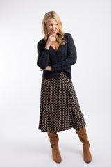 Weird Fish Romaro Printed Jersey Midi Skirt in Yellow Iris