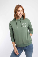 Weird Fish Topaz Front Print Popover Hoodie in Military Green