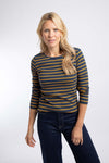 Weird Fish Blaine Ribbed Striped Long Sleeve T-Shirt in Navy