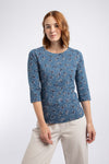 Weird Fish Rachel Printed Jersey T-Shirt in Adriatic Blue