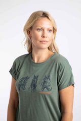Weird Fish Sketchy Horse Front Print Cotton Graphic T-Shirt in Military Green