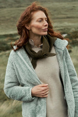 Weird Fish Ballamy Textured Knitted Triangle Scarf in Oak Green