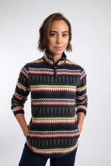 Weird Fish Reena 1/4 Zip Printed Microfleece in Fir Green