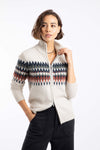 Weird Fish Lenka Fair Isle Sparkle Full Zip Knit Cardigan in Chalk