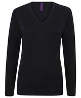 Henbury Women's 12 gauge v-neck jumper HB721