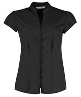 Kustom Kit Women's continental blouse mandarin collar cap sleeve (tailored fit) KK727