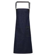 Premier District waxed-look denim bib apron PR134