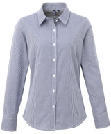 Premier Women's Microcheck (Gingham) long sleeve cotton shirt PR320