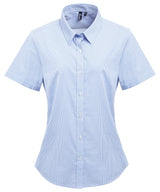 Premier Women's Microcheck (Gingham) short sleeve cotton shirt PR321