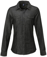 Premier Women's jeans stitch denim shirt PR322