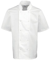 Premier Studded front short sleeve chef's jacket PR664