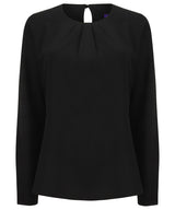Henbury Women's pleat front long sleeve blouse HB598